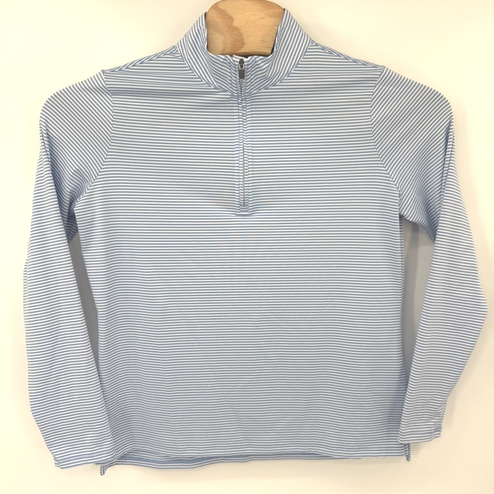 RNWK Quarter Zip Pullover Womens Large Blue Striped Long Sleeve Active Top